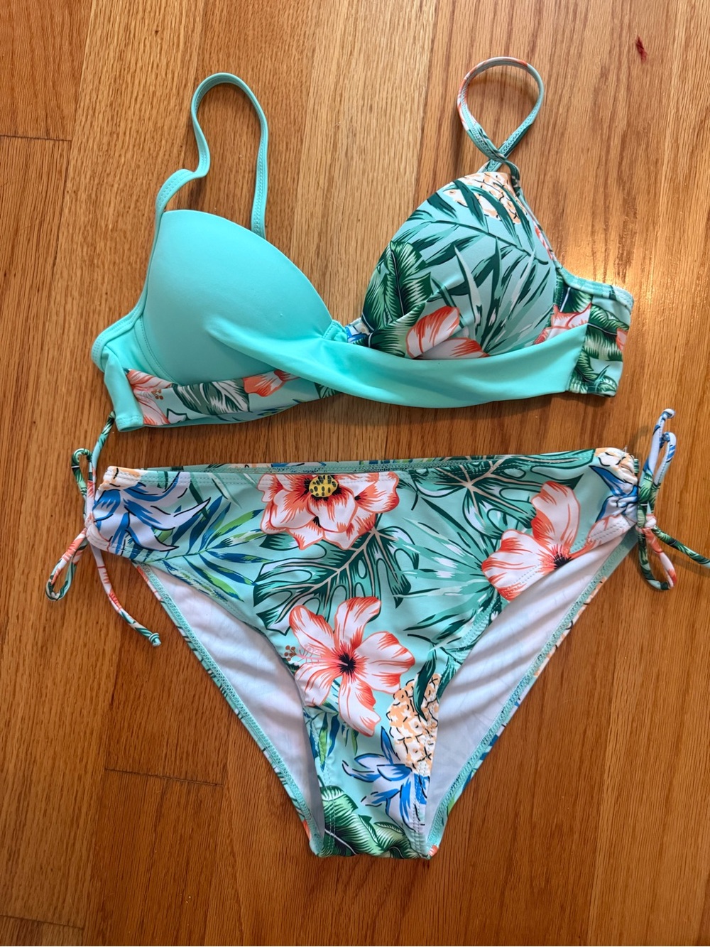 Floral Tropical Mint Push-Up Bikini Set
